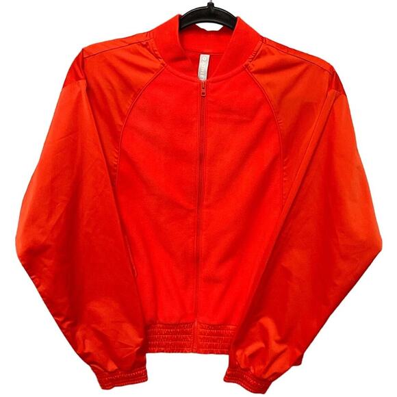 Athleta NWOT Zion Microfleece Jacket Bomber Full Zipper Bright Orange Size Small - Picture 5 of 10